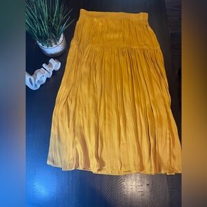 Rachel Zoe Gold Midi A-Line Pleated Skirt
